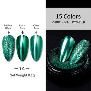 15 Colors Metallic Mirror Effect Chrome Nail Powder Set Nail Powder BORN PRETTY