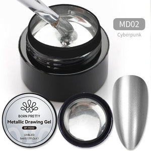 Metallic Drawing Gel 5ml Gel Nail Polish BORN PRETTY MD02-Silver