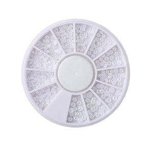 White Half Pearl #02 Nail Decoration in Wheel Nail Art No Brand