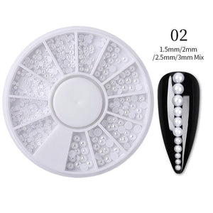 White Half Pearl #02 Nail Decoration in Wheel Nail Art No Brand