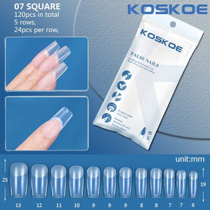 120pcs Full Cover Clear Matte Ultra-thin False Nail Tips Nail Tips KOSKOE 07