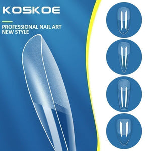 120pcs Almond Half Matte Clear False Nail Tips 15 Nail Tips KOSKOE
