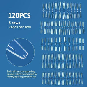 120pcs M-Coffin Full Cover Clear False Nail Tips 05 Nail Tips KOSKOE