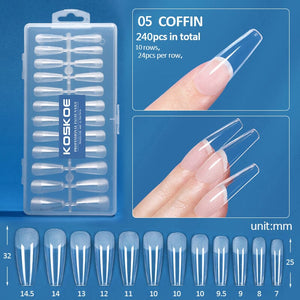 240pcs Coffin Semi-Matte False Nail Tips Nail Tips KOSKOE