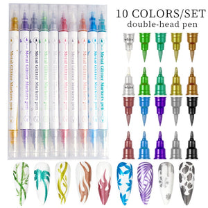 10 Colors Double Head Metal Painting Pen Tools & Accessories BORN PRETTY