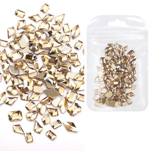 50pcs Mixed Shapes Aurora Flatback Rhinestones #06 Champagne Clearance No Brand