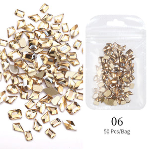 50pcs Mixed Shapes Aurora Flatback Rhinestones #06 Champagne Clearance No Brand