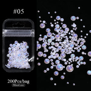 200pcs Half Round Flat Bottom Pearls Nail Art No Brand 05