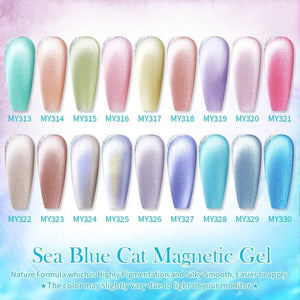 Crystal Cat Magnetic Gel MY313 Sea Blue 10ml Gel Nail Polish BORN PRETTY