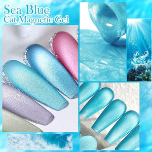 Crystal Cat Magnetic Gel MY330 Sea Blue 10ml Gel Nail Polish BORN PRETTY