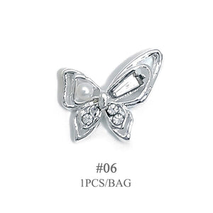 Butterfly Opal Rhinestones Pearl Alloy Nail Decoration #06 Nail Art No Brand