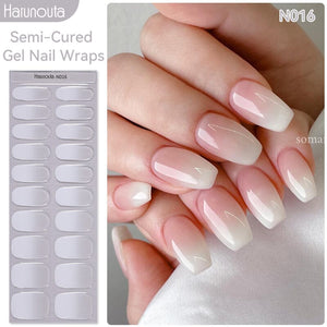 20 Tips Semi-Cured Gel Nail Strips N001-N020 Nail Sticker Harunouta N016