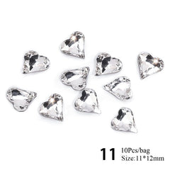 10pcs #11 11*12mm Transparent Irregular-Shaped Rhinestones Nail Art No Brand