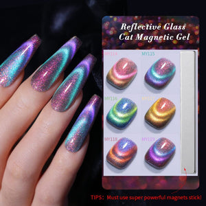 Colored Cat Magnetic Gel MY114-MY119 Reflective Glass 10ml Gel Nail Polish BORN PRETTY