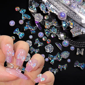 100pcs Colorful Bowknot Flowers 3D Nail Decorations Nail Art No Brand
