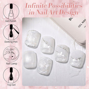 Shell Thread Swirl Gel LW31 Pearl White 15ml Gel Nail Polish BORN PRETTY