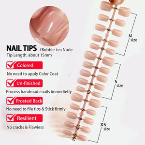 30pcs 15 Sizes Short Square Blush Gradient False Nail Tips Press on Nails Tools & Accessories No Brand