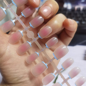 30pcs 15 Sizes Short Square Blush Gradient False Nail Tips Press on Nails Tools & Accessories No Brand