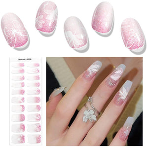 20 Tips Semi-Cured Gel Nail Strips N041-N060 Nail Sticker Harunouta N056