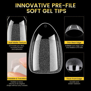 288pcs Short Oval Pre-File Nail Tips 12 Different Sizes Nail Tips No Brand