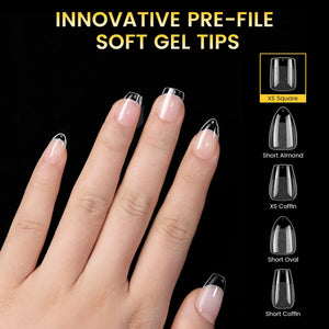 288pcs XS Square Pre-File Nail Tips 12 Different Sizes Nail Tips No Brand
