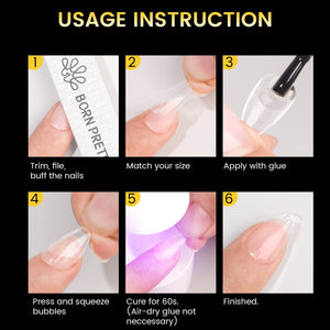 288pcs XS Square Pre-File Nail Tips 12 Different Sizes Nail Tips No Brand
