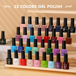 32 Colors Gel with 4pcs Base Top Coat Set #01 7ml Gel Nail Polish LILYCUTE