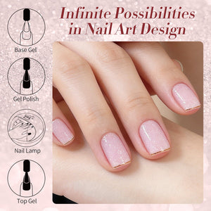 Pink Snow Glitter Jelly Gel 15ml Gel Nail Polish BORN PRETTY