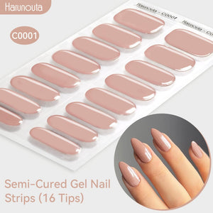 16 Tips Semi-Cured Gel Nail Strips C001-C056 Nail Sticker Harunouta C001