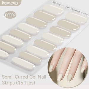 16 Tips Semi-Cured Gel Nail Strips C001-C056 Nail Sticker Harunouta C007