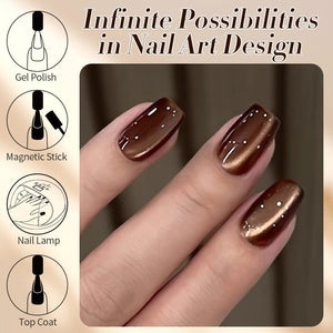 Water Light Cat Magnetic Gel Polish MY80 Dark Chocolate 10ml HEMA/TPO FREE Gel Nail Polish BORN PRETTY