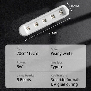 3W White USB UV Nail Dryer Lamp Tools & Accessories No Brand