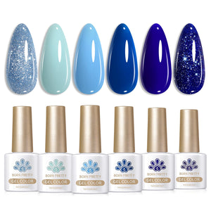6 Colors Gel Set S07 Blue Horizon 7ml Gel Nail Polish BORN PRETTY