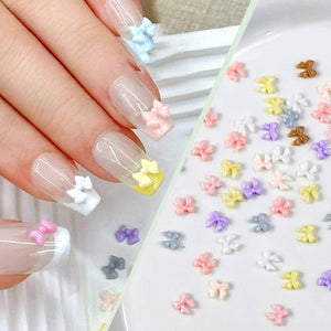 50pcs Resin Ice Transparent Bowknot 3D Nail Decorations Nail Decoration No Brand