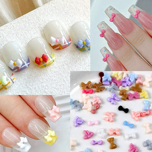 50pcs Resin Ice Transparent Bowknot 3D Nail Decorations Nail Decoration No Brand
