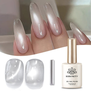 White Cat Magnetic Gel Polish MY77 Flowing Light White 15ml Gel Nail Polish BORN PRETTY