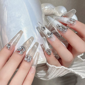 Geometric Crystal Love Heart Rhinestone Nail Decoration Nail Decoration No Brand
