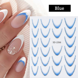 French Gradient Line 3D Nail Sticker SD2261-2272 Nail Sticker No Brand Blue
