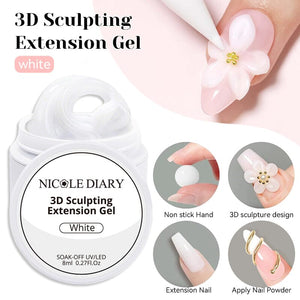 3D Sculpting Extension Gel 8ml Extension Nail Gel NICOLE DIARY White