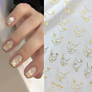 French Star Lines Glitter 3D Nail Sticker Nail Sticker No Brand