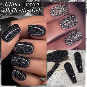 Black Glitter Reflective Gel Polish 15ml Gel Nail Polish UR SUGAR