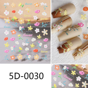 Flowers Letters 5D Embossed Nail Stickers 5D-0011-0374 Clearance No Brand 5D-0030