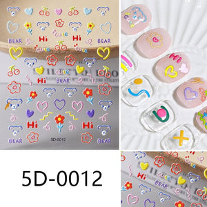 Flowers Letters 5D Embossed Nail Stickers 5D-0011-0374 Clearance No Brand 5D-0012