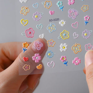Flowers Letters 5D Embossed Nail Stickers 5D-0011-0374 Clearance No Brand