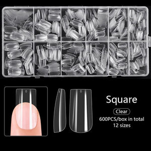 600pcs Square Transparent False Nail Tips Nail Tips No Brand