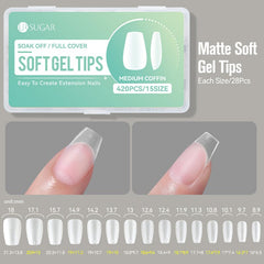 420pcs Matte Soft Gel Tips Nail Tips UR SUGAR Medium Coffin