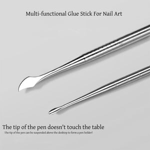Double Headed Spoon Metal Carved Stick Nail Tips No Brand