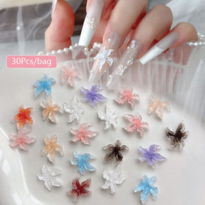30pcs Lily Flowers Plastic Nail Art Decorations Clearance No Brand