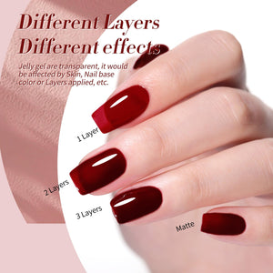 6 Colors Jelly Gel Polish Set J15 Wild Rose 7ml Gel Nail Polish BORN PRETTY