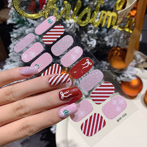 16 Tips Christmas Full Cover Nail Stickers Nail Sticker No Brand